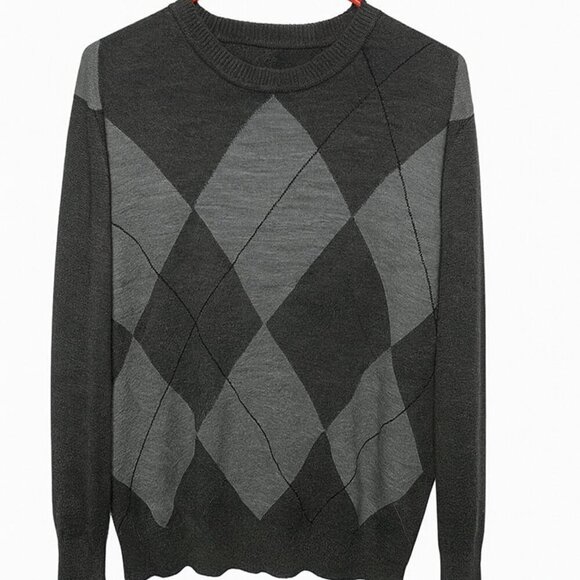 Dockers Argyle Crewneck Sweater – Size XL – 100% Acrylic – Gray/Charcoal - Picture 2 of 6